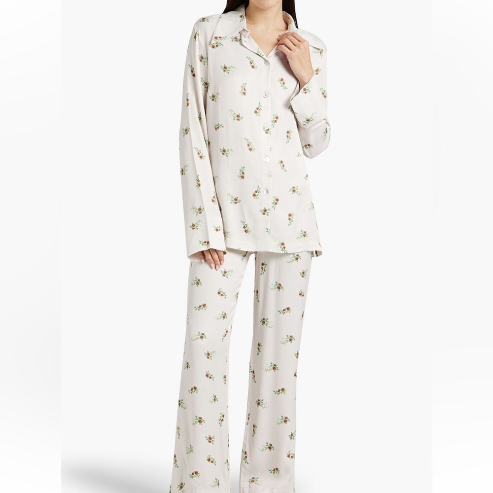 Sleeper Floral-print Charmeuse Pajama set